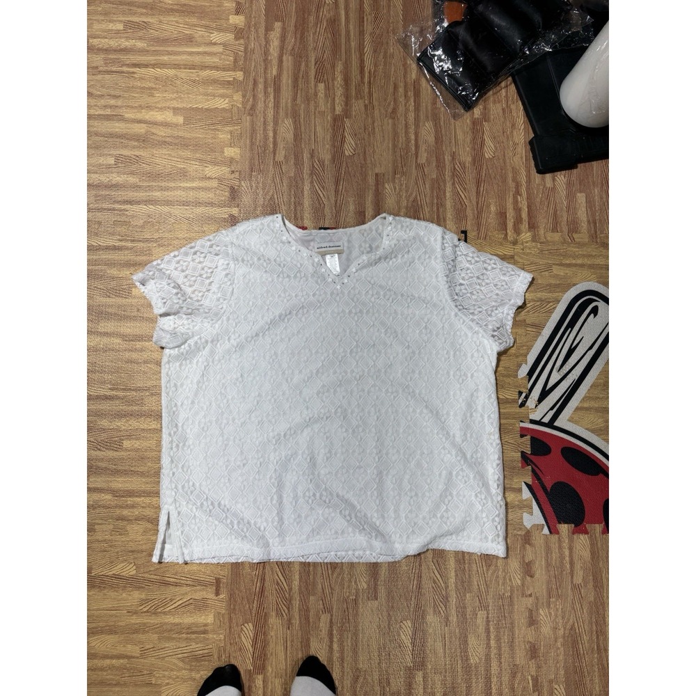 Alfred Dunner Lacy Short Sleeve‎ Top White 3XL Business Casual
